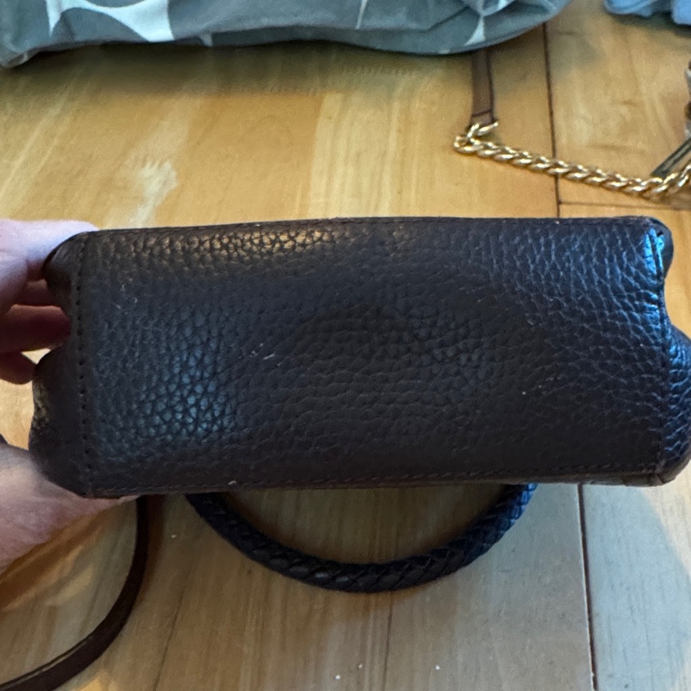 Brighton Mini Embossed Leather Bag in Dark Brown Purse Crossbody Handbag - Picture 5 of 9